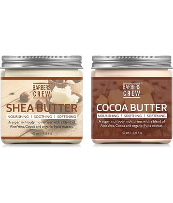 Barbers Crew Natural & Organic Shea Butter & Cocoa Butter For Skin,Diy Moisturizer 200 gm Pack of 2
