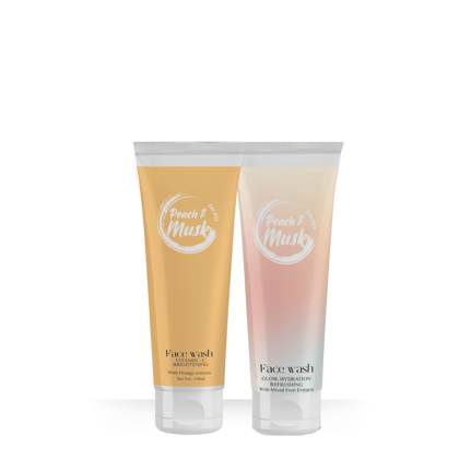 Peach and Musk Vitamin-C Face Wash Summer Combo Pack of 2 with Niacinamide, Orange Extracts and Mixed Fruits Extracts