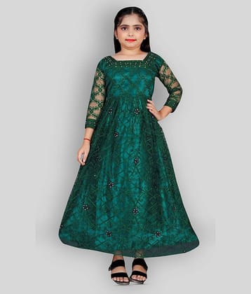 JULEE Net A-line Dress For Girls ( Pack of 1 , Green )