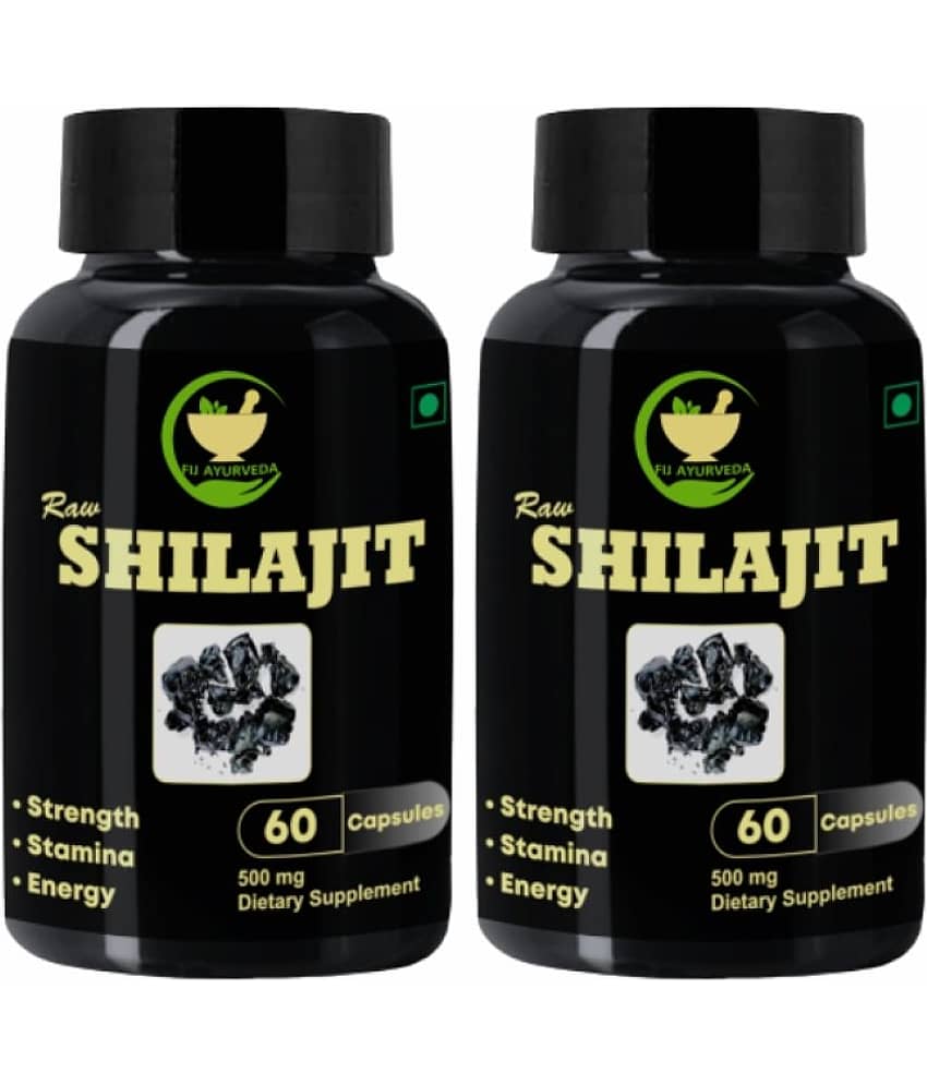 FIJ AYURVEDA Raw Shilajit Capsule for Men & Women - 500mg 60 Capsules (Pack of 2)
