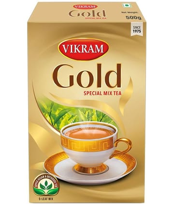 Vikram Gold Special Mix Tea, Blended with 5 unique types of leaves from Upper Assam and enriched with Orthodox Tea leaves- 500g