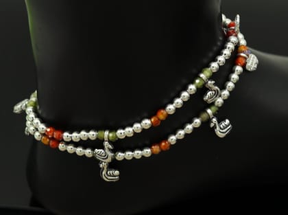 Amazing silver handmade beaded adjustable ankle bracelet, excellent belly dance jewelry, customized personalized gifting nank208