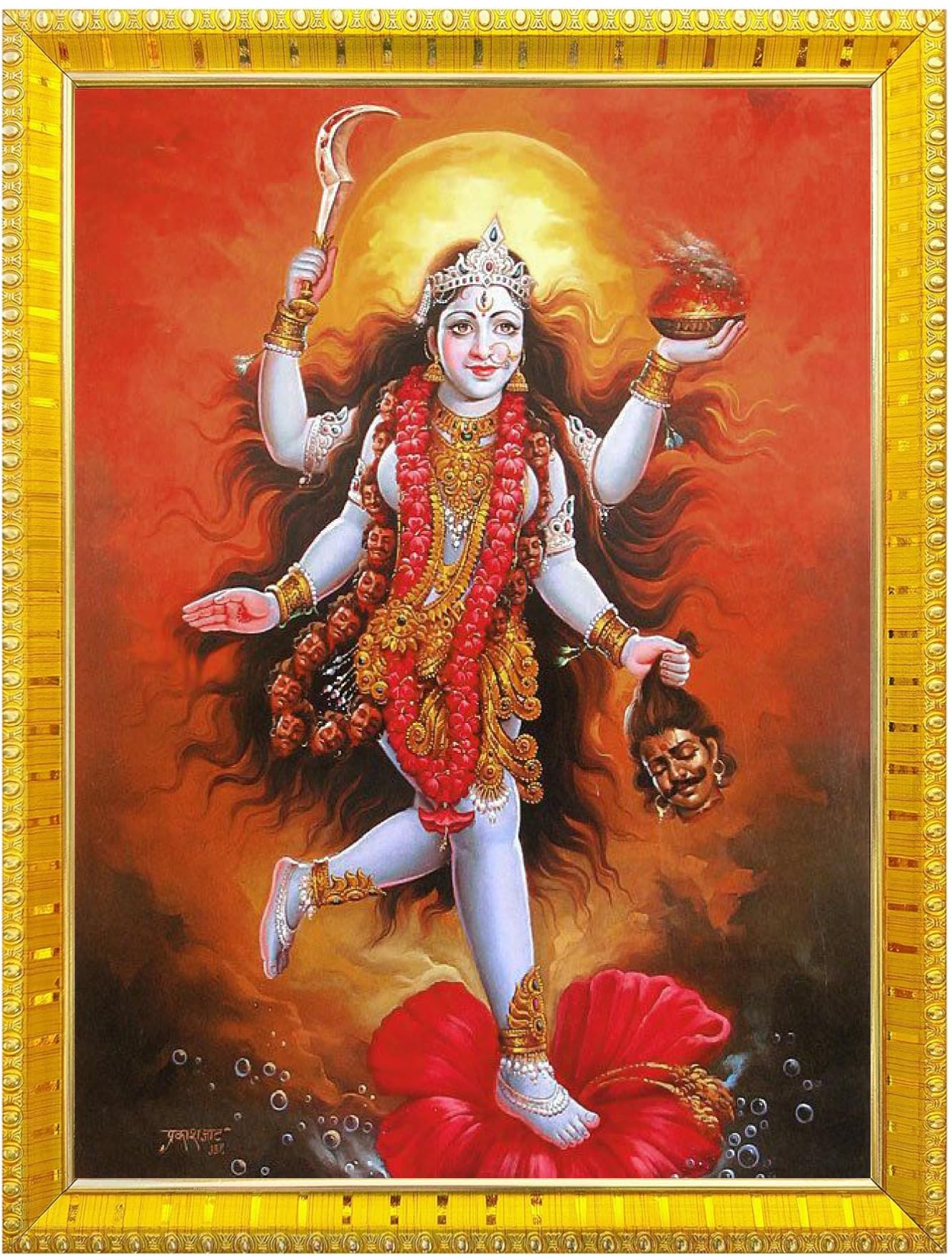NOKKES Kali Devi Maa Mata Photo Frames Religious Photo frame 5X7 Inch Photo Frame_WE3