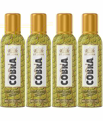 ST.JOHN Cobra No Gas Music Perfume Deodorant Body Spray For Men 100ml Each (400ml) - Pack of 4