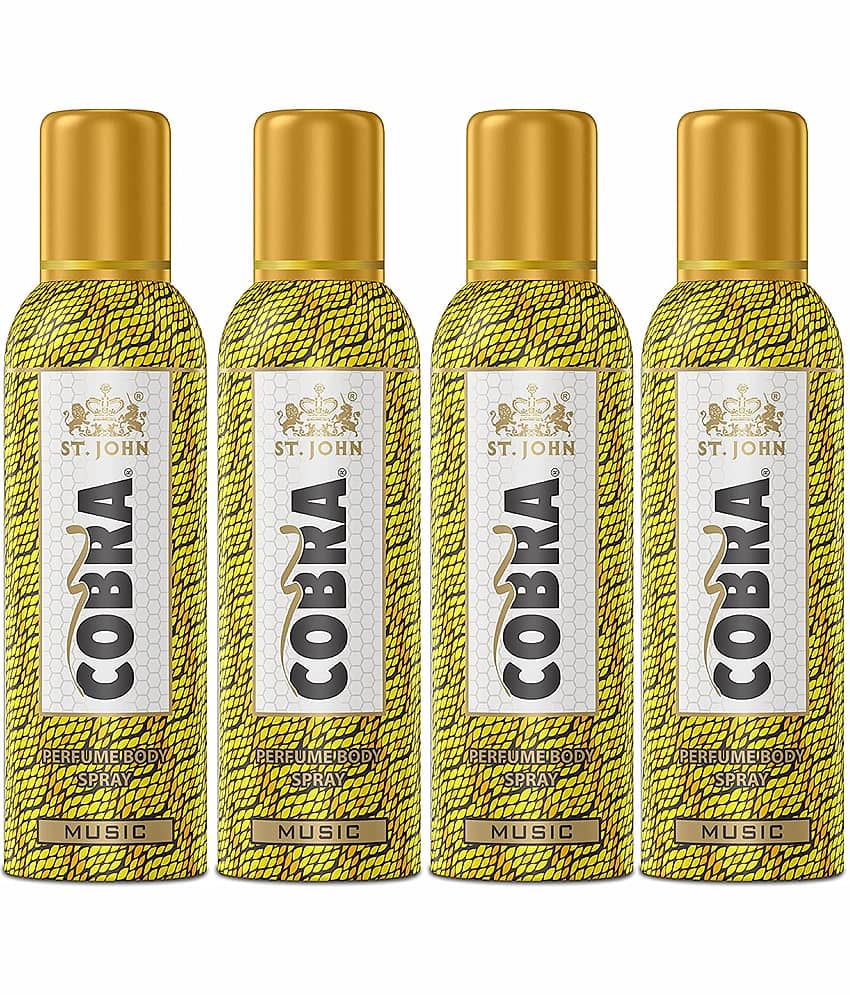 ST.JOHN Cobra No Gas Music Perfume Deodorant Body Spray For Men 100ml Each (400ml) - Pack of 4