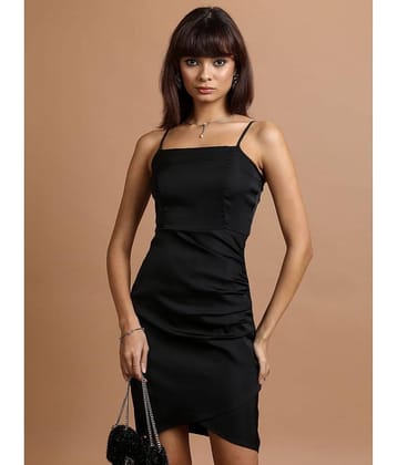 Ketch Polyester Blend Solid Mini Women's Bodycon Dress - Black ( Pack of 1 )