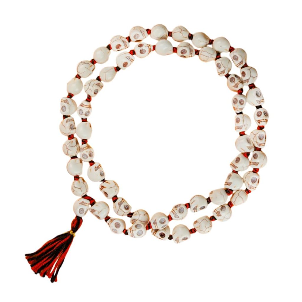 MAYAPURI Narmund Mala for Mantra Jaap, Wearing & Puja, Carved Skull 54+1 Beads Narmund Mala for Men and Women (Pack of 1) - Pooja Needs | Buy online on ZillyBuy