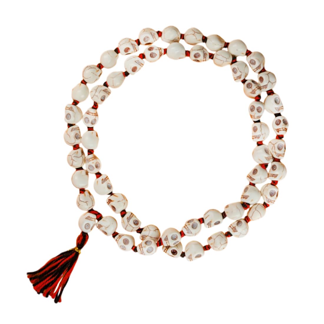 MAYAPURI Narmund Mala for Mantra Jaap, Wearing & Puja, Carved Skull 54+1 Beads Narmund Mala for Men and Women (Pack of 1)