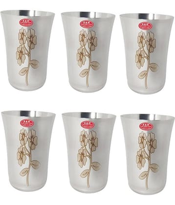 A & H ENTERPRISES - Daily & Regular Use Steel Glasses 300 ml ( Pack of 6 )