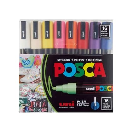 Posca Paint Marker Set - Water-Based - 1MR, 3M, 5M Tips - Choose Pack-Classic Shades / 5M / Set of 16