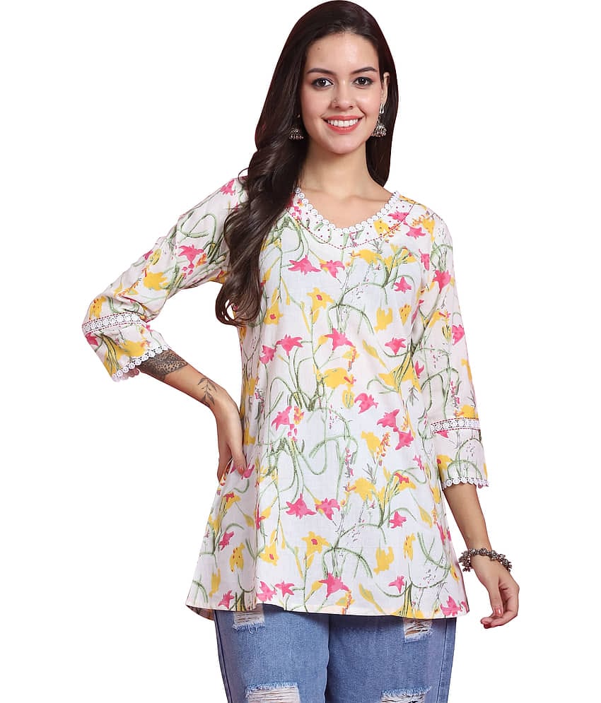 wonder weave Women's Cotton Tunic ( White )