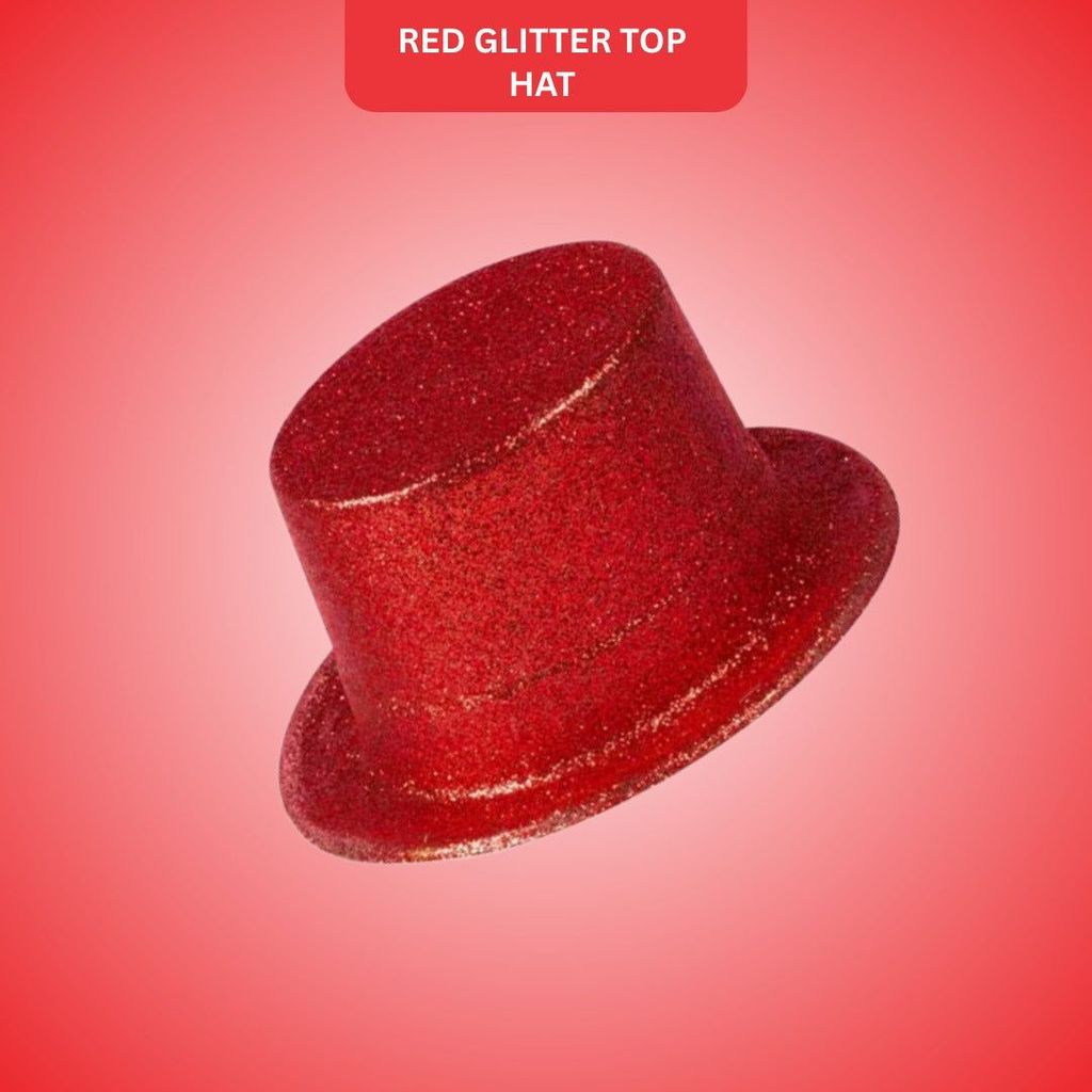 Glitter Top Hat Red for Adults - Party and Festive Needs | Buy online on ZillyBuy