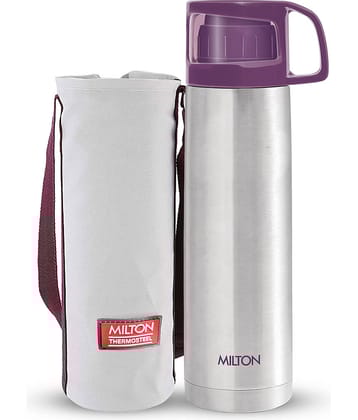 Milton Glassy 350 Thermosteel 24 Hours Hot and Cold Water Bottle with Drinking Cup Lid, 350 ml, Pink