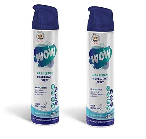 WOW Aerosol Sanitiser, Air & Surface Disinfectant Spray Kills 99.9% Bacteria & Viruses on Surfaces, Pack Of 2, 320 ML