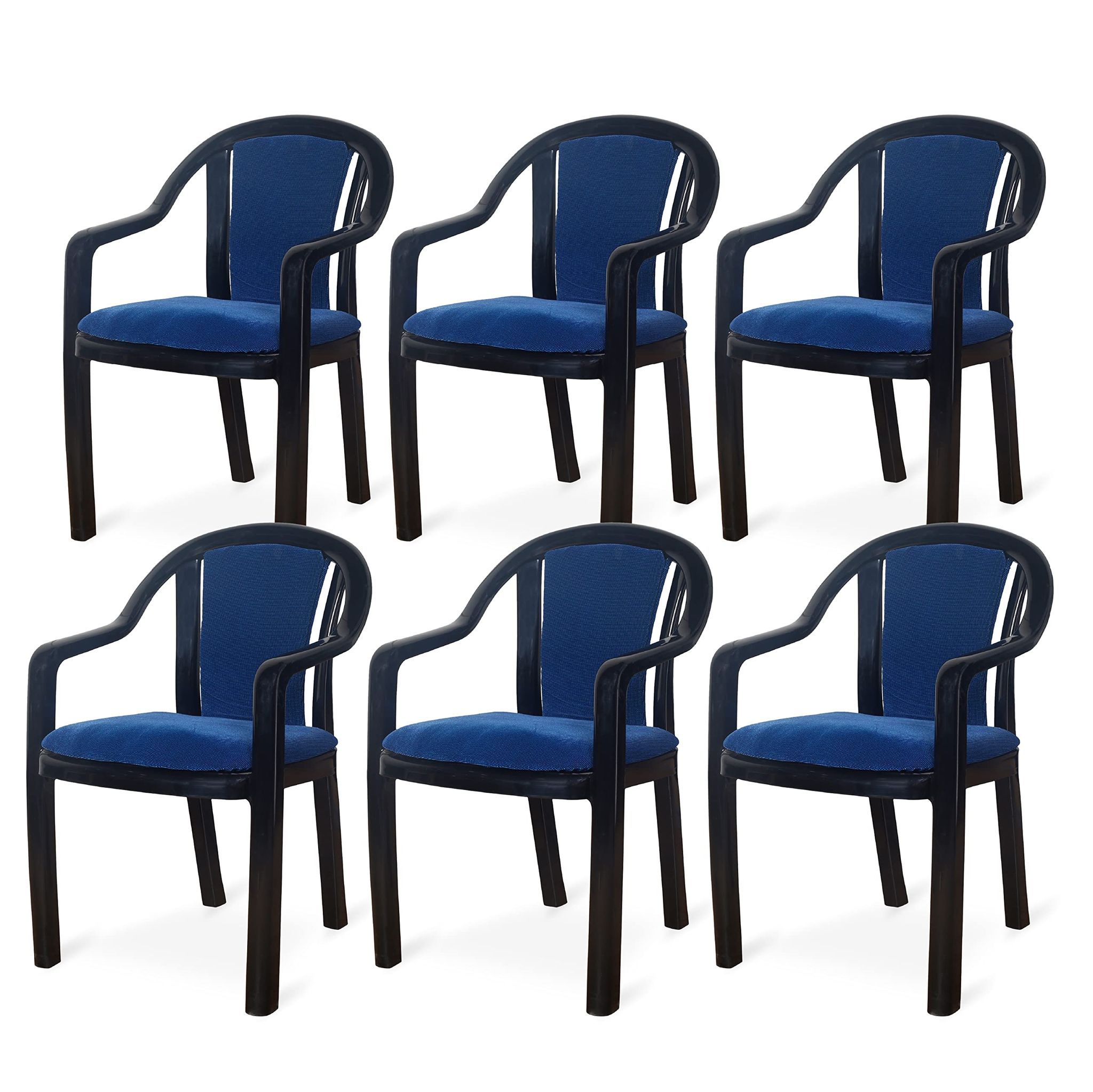 Supreme Furniture Ornate Plastic Cushion Chair with-Arm Suitable for Home, Garden, Office, Living Room, Cafeteria, Restaurant, Hotel, Resort and Indoor(Set of 4, Black-Green)