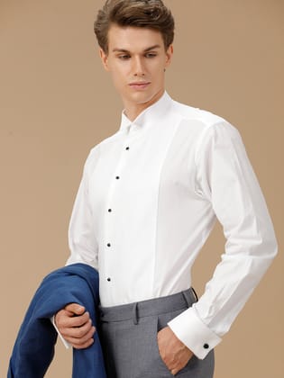 Aldeno Men Solid Formal White Shirt (WALSA)-S