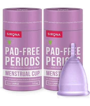 Sirona Reusable Menstrual Cup for Women - Large Size with Pouch (Pack of 2), Ultra Soft, Odour and Rash Free, No Leakage