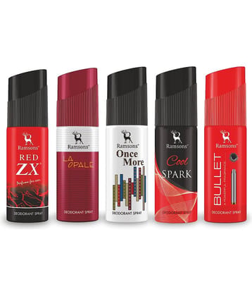 Ramsons - RED ZX, LA OPALE,ONCE MORE,COOL SPARK & BULLET Deodorant for Men 40ml each ( Pack of 5 )