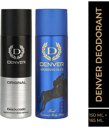 Denver Black Code & Goal Deodorant Spray for Men 315 ml ( Pack of 2 )
