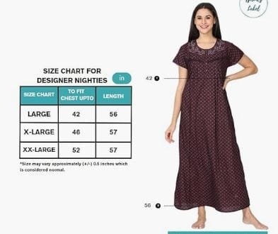 Women's Cotton Nightgown, Purple Floral Print, Knee-Length, Round Neck, Short Sleeves,