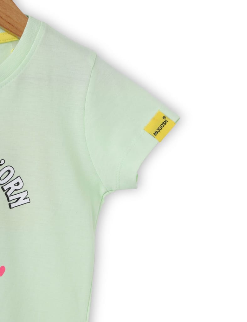 Stylish Kids Girls T shirt Cotton Patina Green Cute Unicorn 2025 at ShopCircuit | ONDC