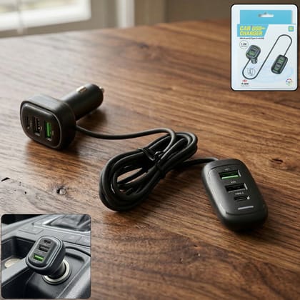 RGB Breathing Light Multi Port Car USB Charger (1 Set, 1.5M)