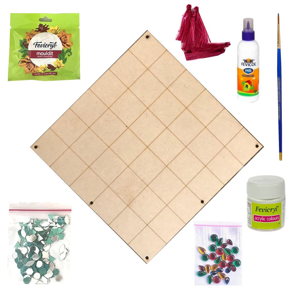 The brown box Lippan Art Kit (Square),Art and Craft Kit,Craft kit,Craft kit for Adults,Hobby Kits,Hobby Craft,DIY Kit,Gift for Girls Age 10-15 - Pooja Needs | Buy online on ZillyBuy