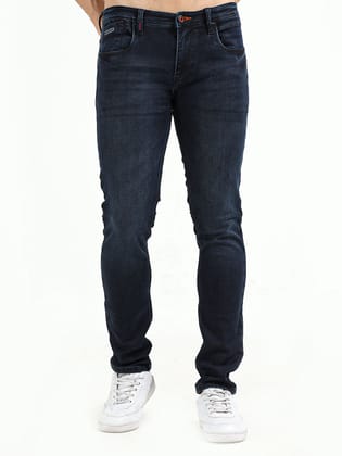 Men's Knitted Mid-Rise Slim fit Dark Blue Jeans | Rick Rogue-28