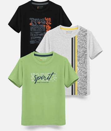 HELLCAT Pack of 3 Boys Cotton Blend T-Shirt ( Multicolor )