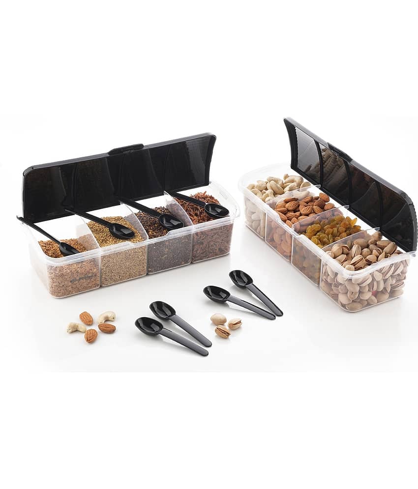 Metrolife Kitchen Organizer Plastic Grey Multi-Purpose Container ( Set of 2 )