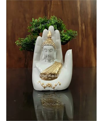AFTERSTITCH palm buddha idol statue for home office decor white Showpiece 17 cm  (Pack of 1)