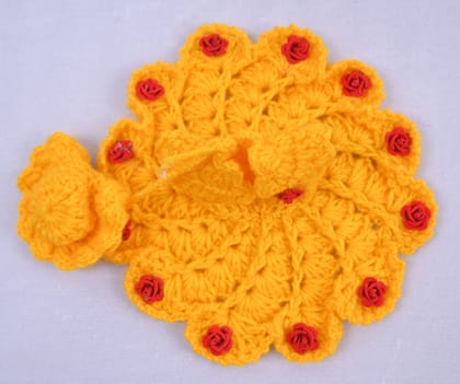 Yellow Crochet Floral Laddu Gopal Dress Set