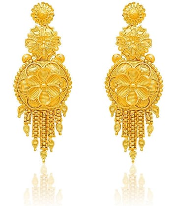 LUV FASHION Golden Chandelier Earrings ( Pack of 1 )
