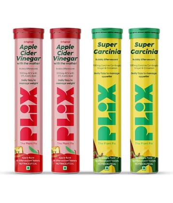 Plix ACV & Garcinia Cambogia Combo For Weight Management, Boost Metabolism & Burn Fat(4 x 15 No)