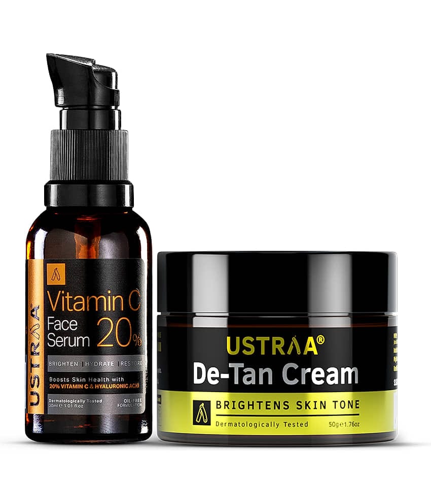 Ustraa Vitamin C Face Serum - 30ml & De-Tan Cream for Men - 50g