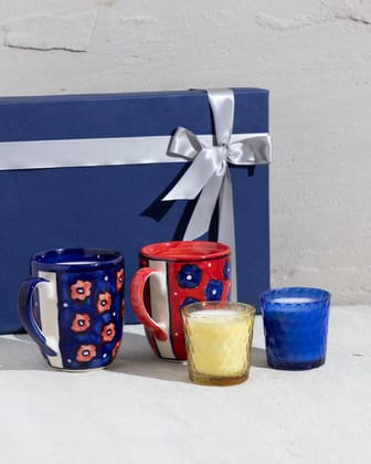 Coffee Mugs & Soy Candle Gift Hamper-Navy / 9.5 x 9.5 x 4 Inches (Box Dimensions)