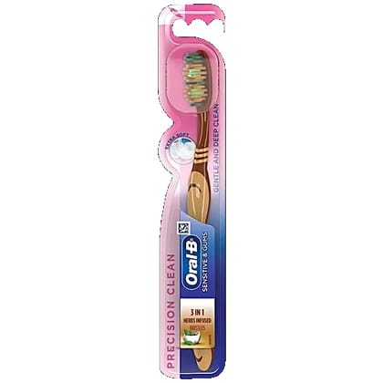Oral-B Sensitive & Gums  Precision Clean Toothbrush  3 in 1 herbs infused bristles, 1 pc