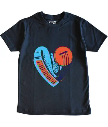 ETCHED DESIGN Pack of 1 Boys Cotton T-Shirt ( Navy Blue )