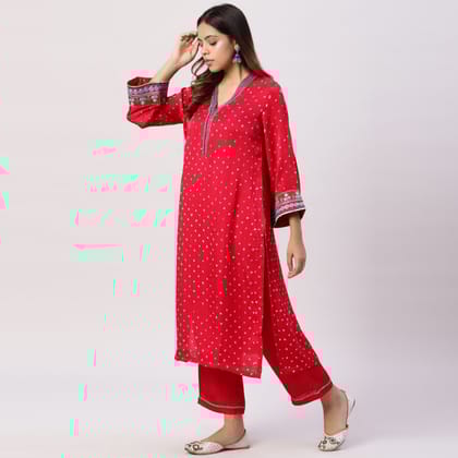 Modal Silk Bandhani kurta set-XS