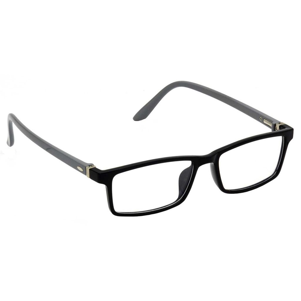 Hrinkar Plastic Full Rim Rectangle chasma frame Men & Women - HFRM-BK-GRY-15