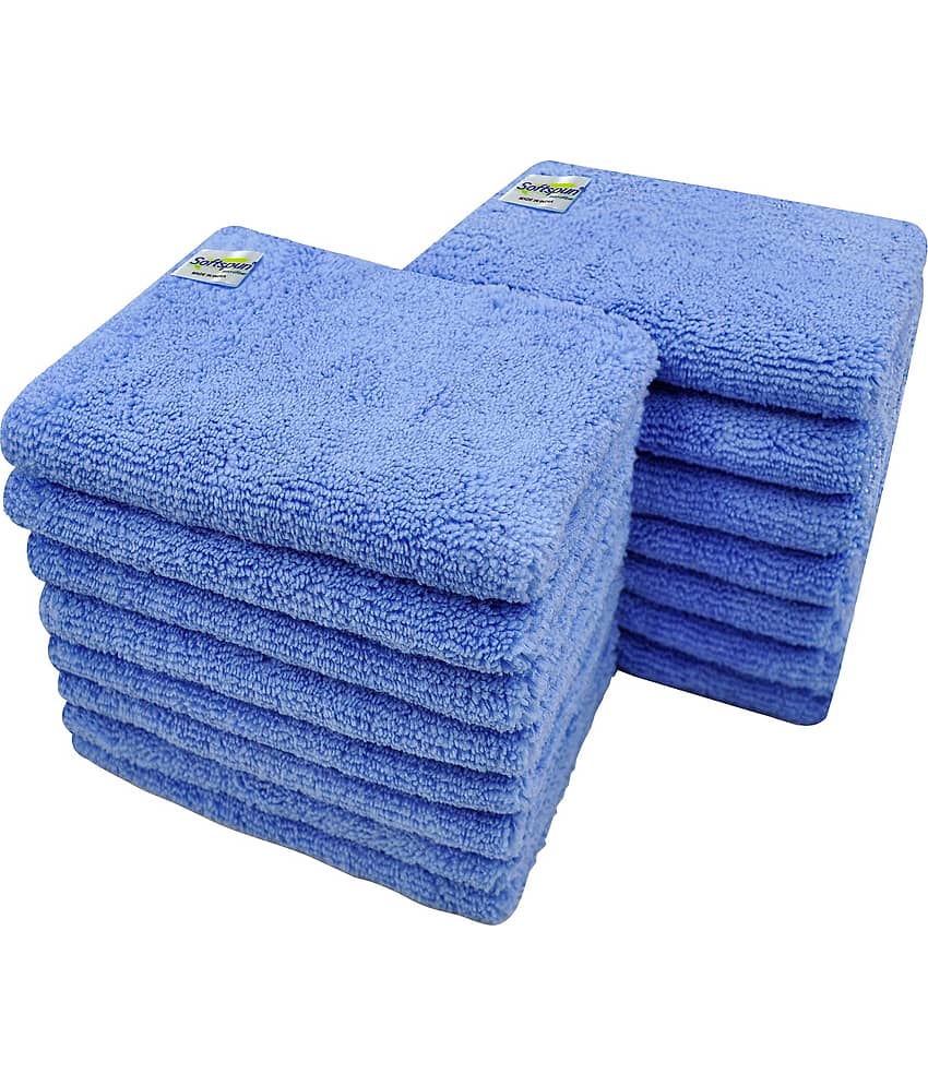 SOFTSPUN Microfiber Small Wipes 20x30 Cms, 15 Piece Towel Set, 380 GSM SKY BLUE Multi-Purpose Super Soft Absorbent Cleaning Towels, Cleans & Polishes Everything in Your Home, Kitchen & Office.