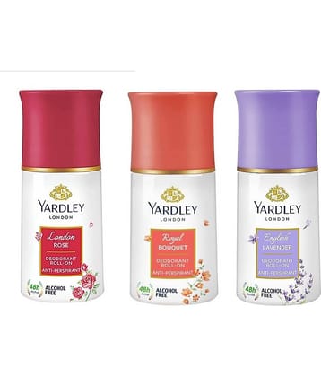 Yardley London LONDON ROSE,ROYAL BOUQUET, LAVENDER Deodorant Spray for Men,Women 150 ml ( Pack of 3 )