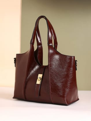 The Foldara Hand Bag With Pouch - Mocha Brown-Handbag