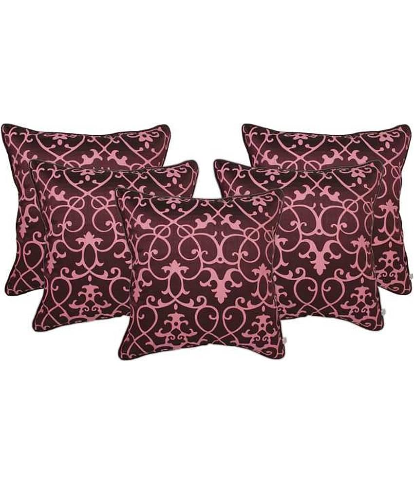 Zubix Purple & Pink Polyester Cushion Covers Set Of 5