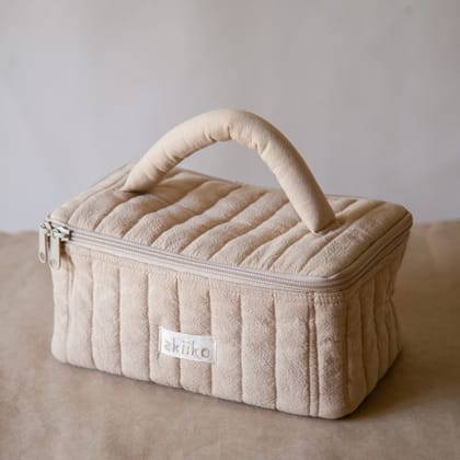 Wheat Crinkle Makeup Vanity Pouch-Wheat
