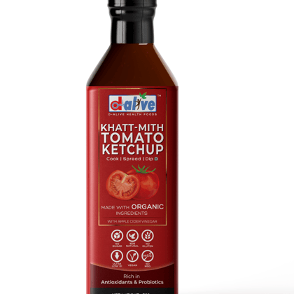 Khatt-Mith Tomato Ketchup (Organic, Sugar-Free, 100% Natural, Gluten-Free, Low Carb, Vegan, Diabetes & Keto Friendly) - 300 g Khatt-Mith Tomato Ketchup (Organic, Sugar-Free, 100% Natural, Gluten-Free, Low Carb, Vegan, Diabetes & Keto Friendly) - 300 g