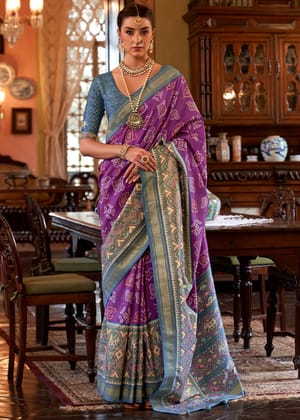 Ultra Purple Woven Tussar Silk Saree