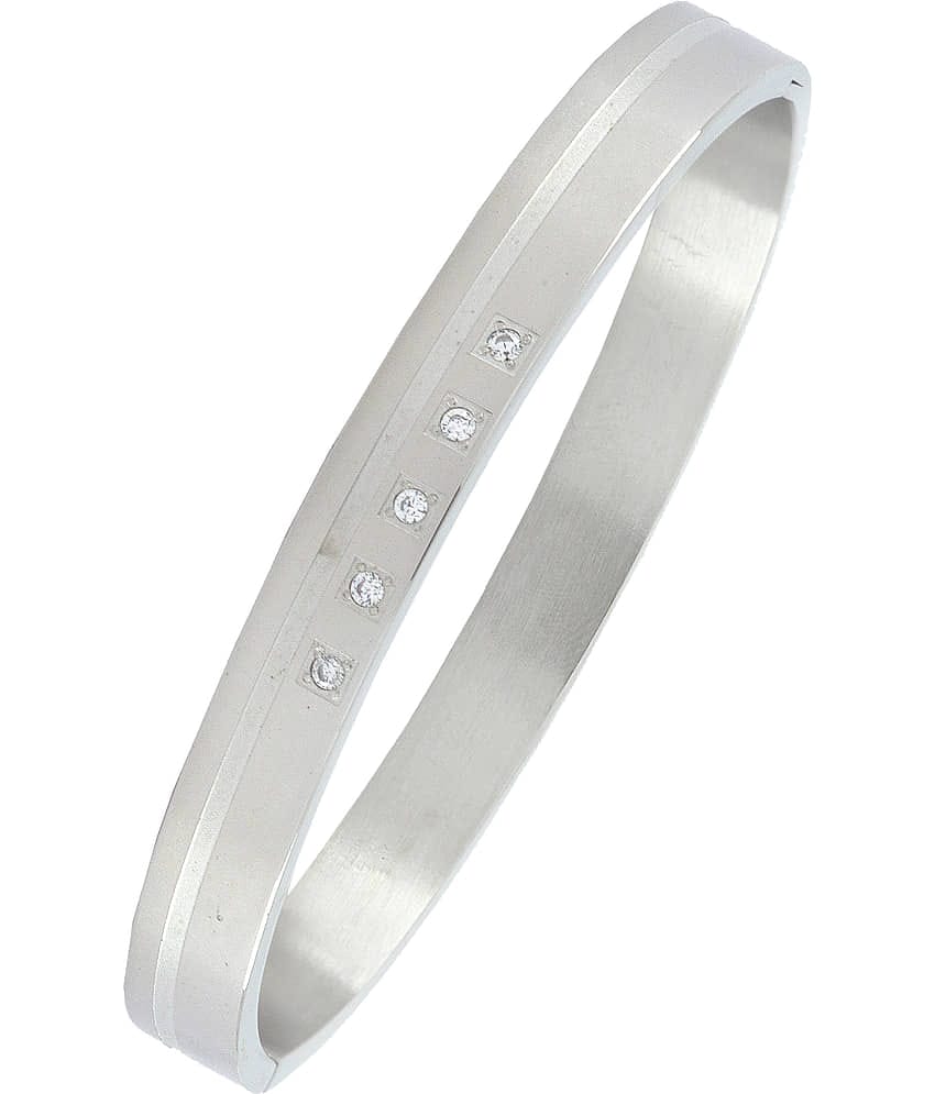 The Jewelbox Classic American Diamond Surgical Stainless Steel Openable Kada Bangle Bracelet