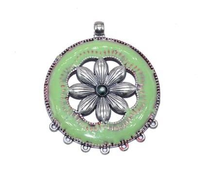 Silver Plated Enamelled Metal Pendant ,(69 MM) , BWEP-020-One Pcs / 69 MM / Silver