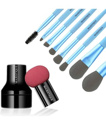 Majestique 8-Piece Makeup Brush Set with Mushroom Sponge Beauty Blender Mini Makeup Brush - 9 Pcs